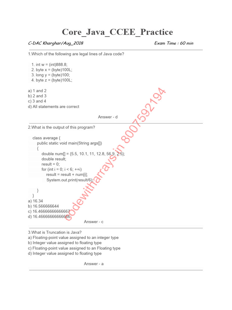 Core Java CCEE Practice-output | PDF | Programming Paradigms | Computer ...