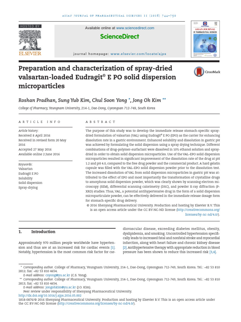 Preparation and Characterization of Spray Dried Vals 2016 Asian Journal ...
