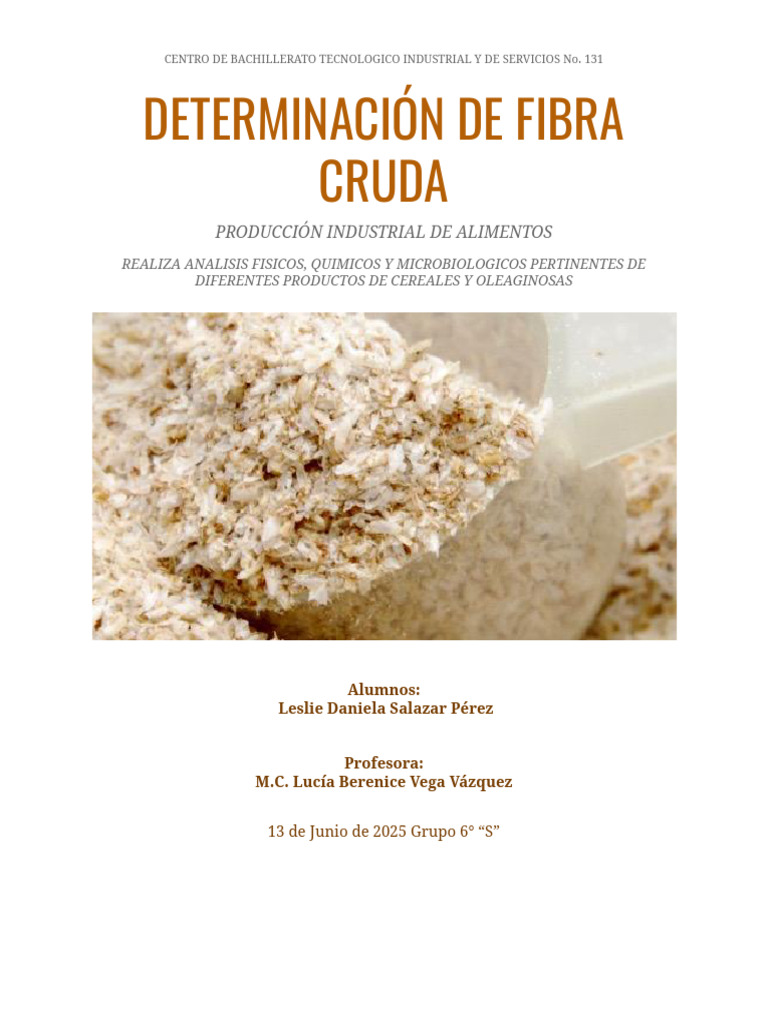 Determinación de Fibra Cruda | PDF | Fibra dietética | Dieta y nutrición