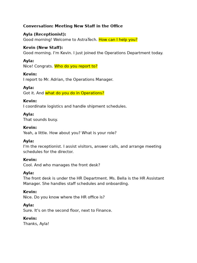 Conversation for Meeting 1 | PDF