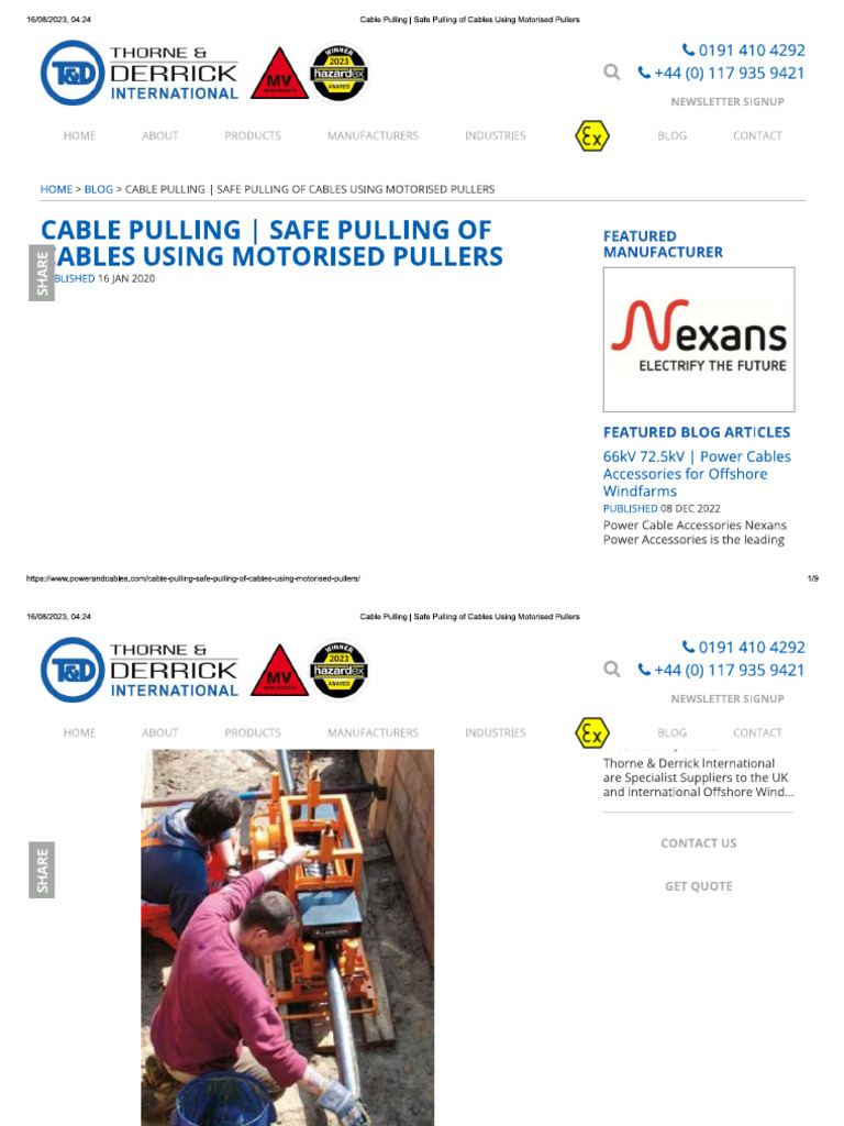 Cable Pulling | PDF