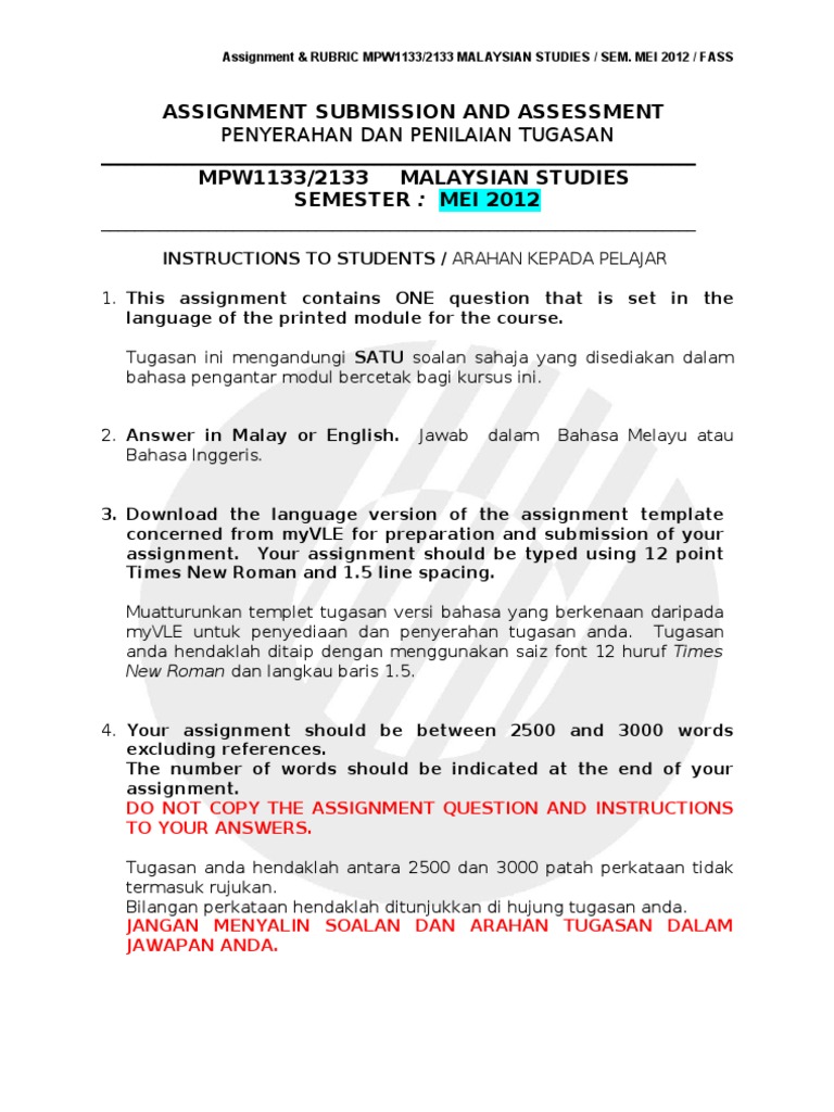 Pengajian Malaysia Assignment Najib Razak Indonesian Language