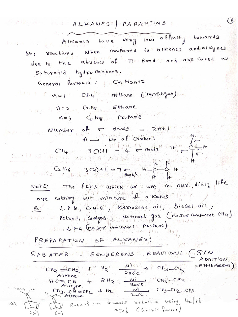 Alkanes Notes | PDF