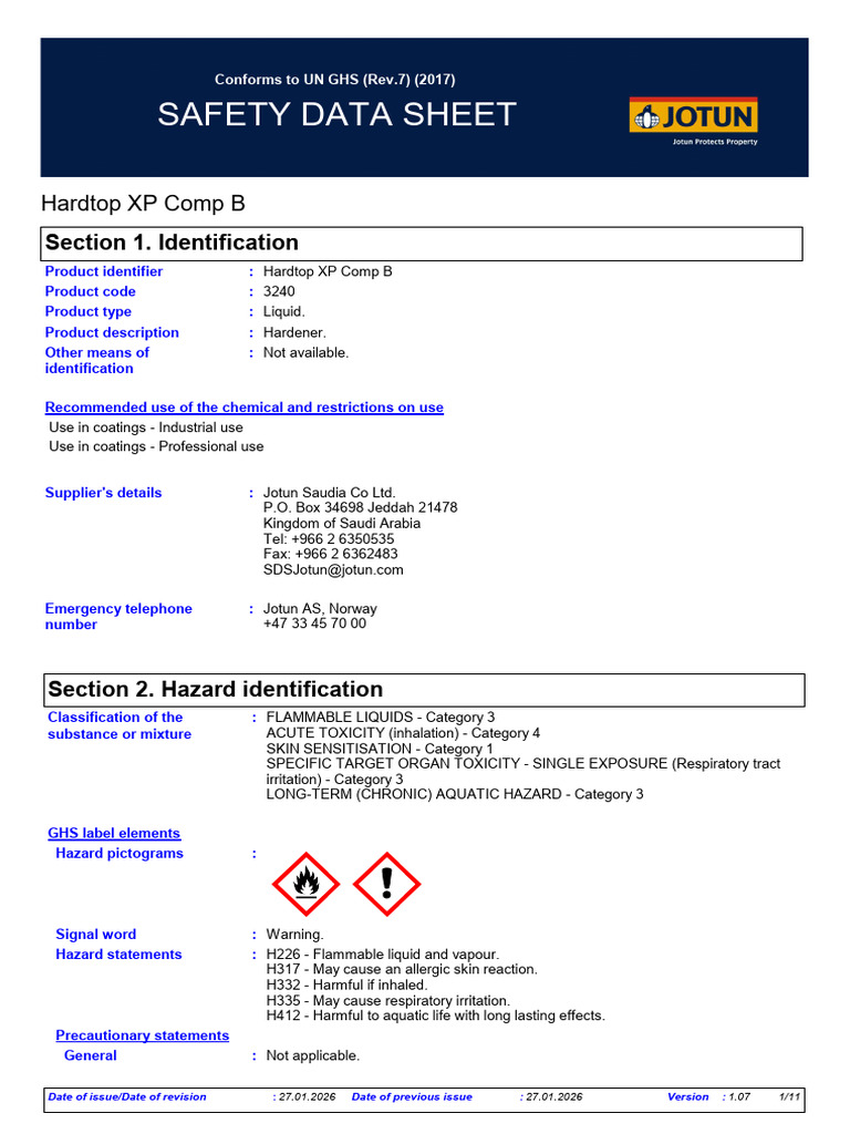 Hardtop XP - Comp B - Msds | PDF | Toxicity | Chemistry