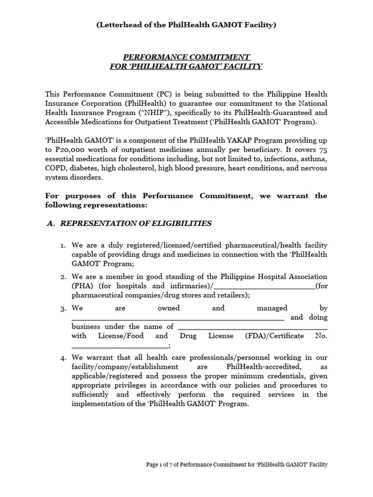 GAMOTPerformance Commitment | PDF | Regulatory Compliance | Food And ...