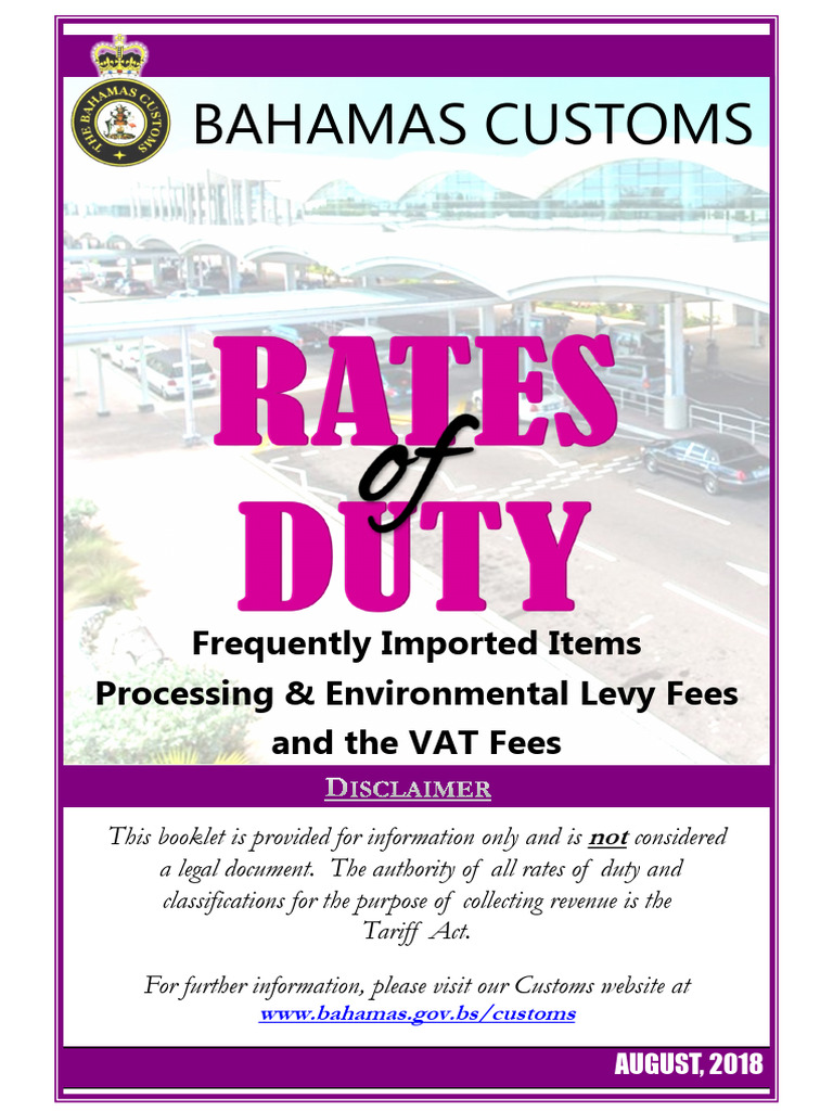 The Bahamas Rates of Duty 2018 | PDF | Customs | Engines