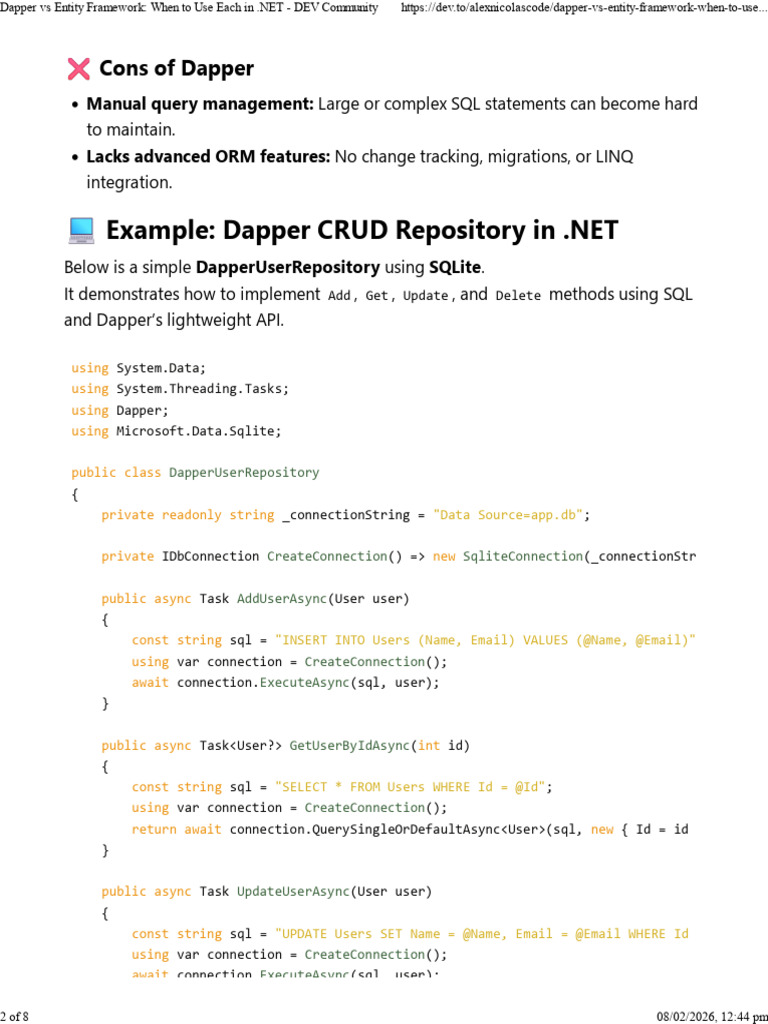 Dapper Vs Entity Framework | PDF | Entity Framework | Language ...
