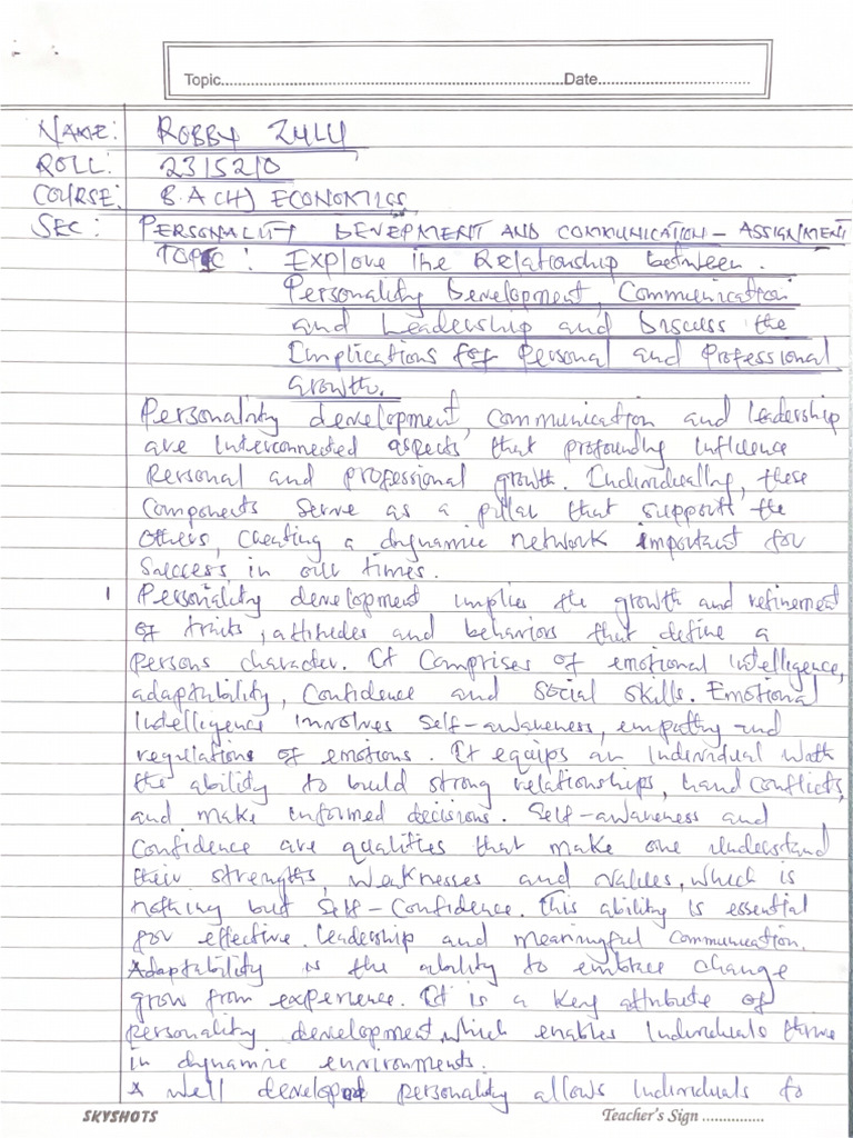 Personality Development - Assignment | PDF