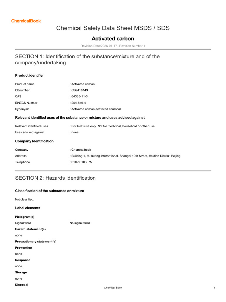 Activated Carbon | PDF | Dangerous Goods | Combustion