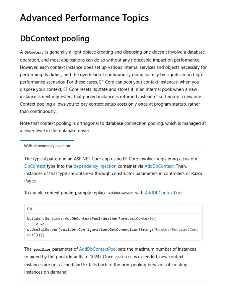 Advanced Performance Topics - EF Core | PDF | Language Integrated Query ...