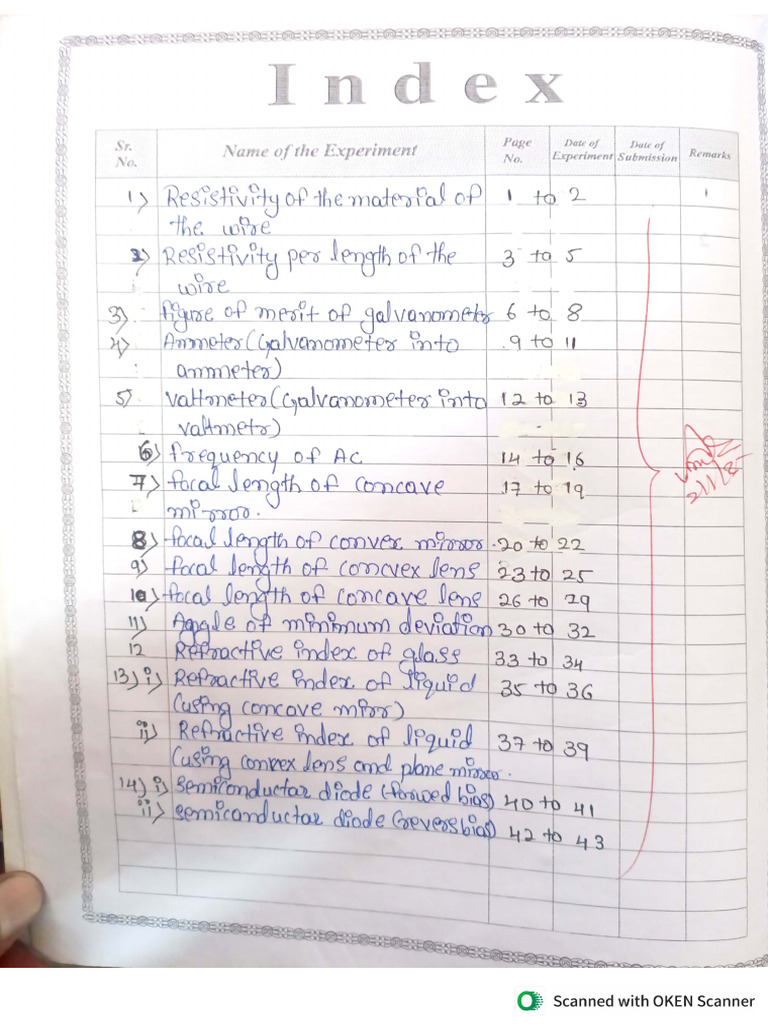 Puc 2nd Physics Practical Record Book | PDF