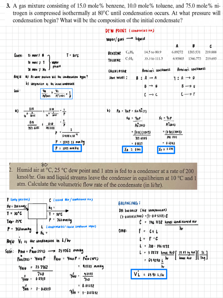 Chemical Engineering Calculations | PDF | Condensation | Continuum ...