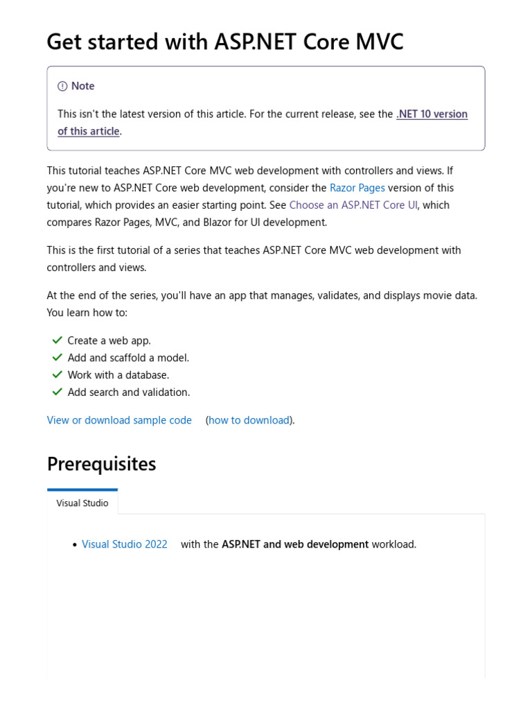 Get Started With ASP - Net Core MVC | PDF | Computer Programming | Software