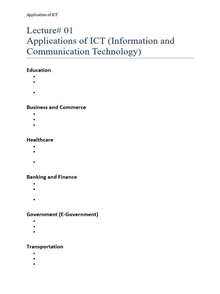 Lecture#01 Applications of ICT | PDF | Information And Communications ...