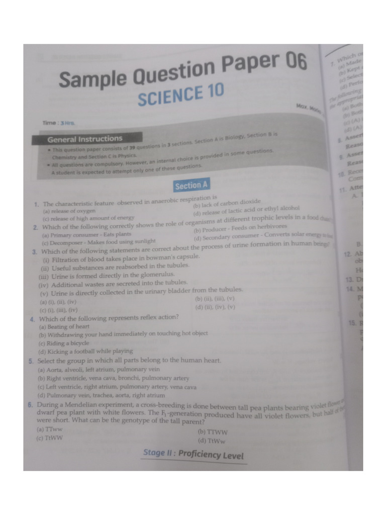 Biology Sample Paper 6 | PDF