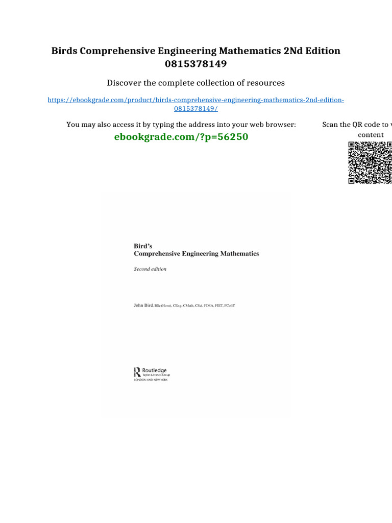 Birds Comprehensive Engineering Mathematics 2nd Edition 0815378149 ...