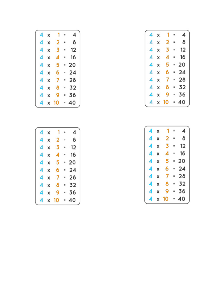 4 in 1 Paper. x4 Table | PDF