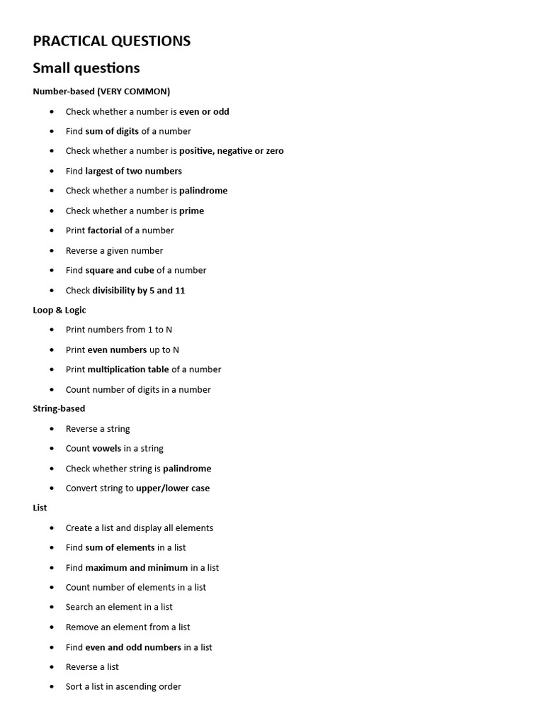 Most Frequent Practical Questions | PDF | Multiplication | String ...
