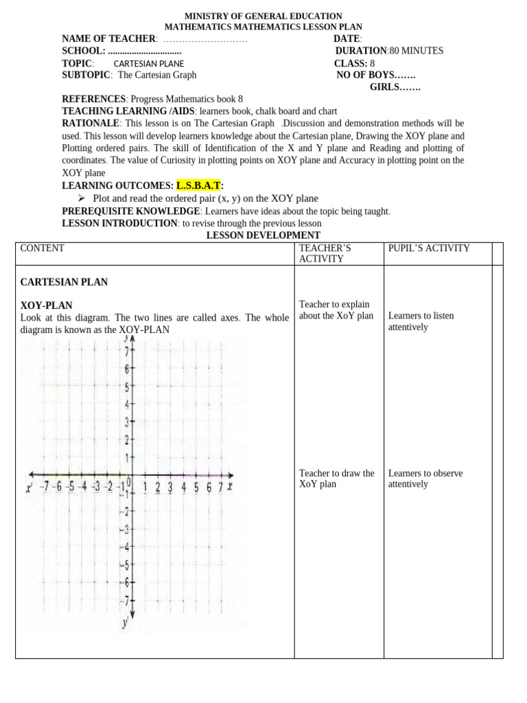 7.cartesian Plan | PDF | Learning | Cartesian Coordinate System