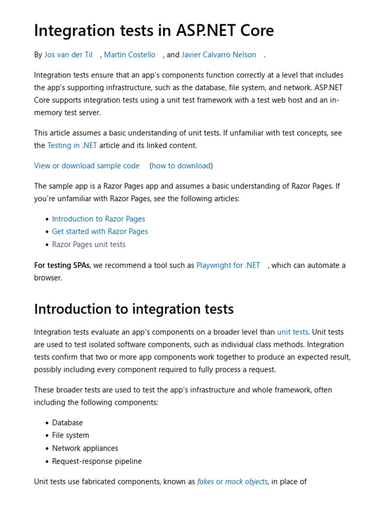 Integration Tests in ASP.net Core | PDF | Http Cookie | Unit Testing