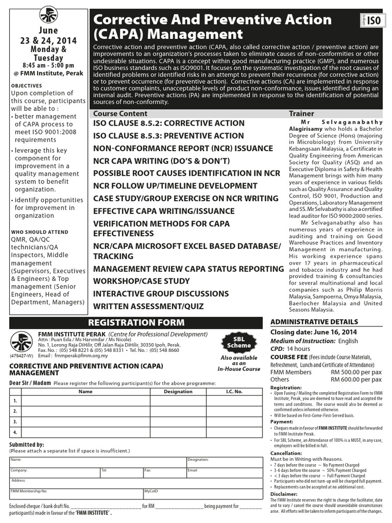 Corrective and Preventive Action (CAPA) Management | PDF | Quality ...