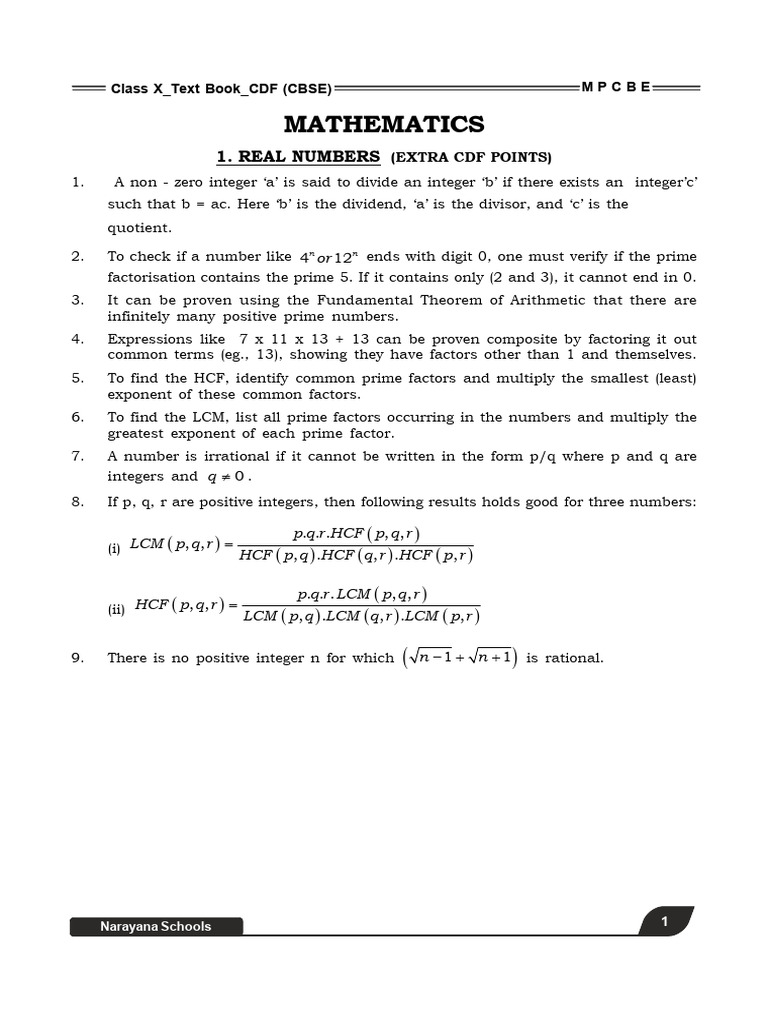 Mathematics Extra CDF Points Real Numbers | PDF