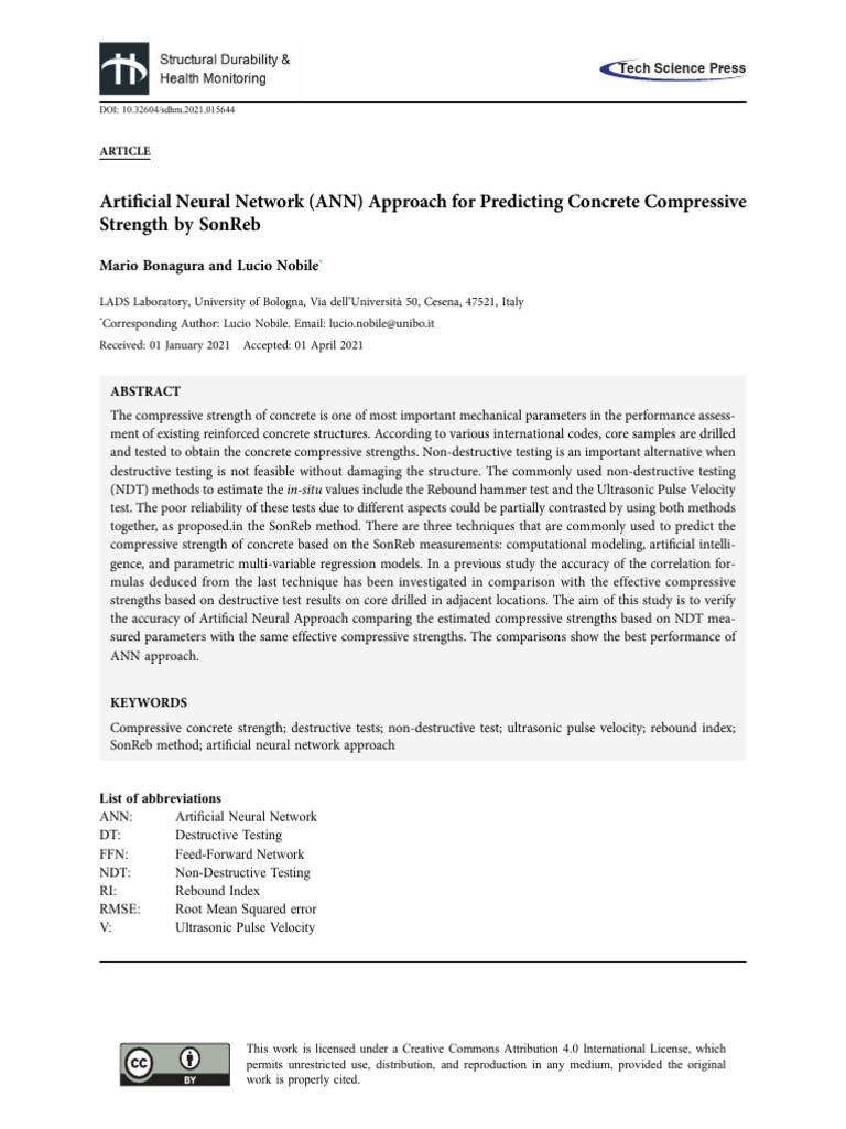 Artificial Neural Network ANN Approach For Predict | PDF | Concrete ...
