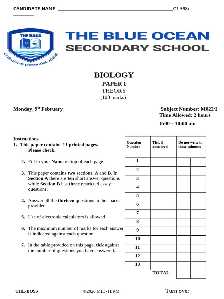 BIO Form 4 Marking Scheme | PDF | Allele | Genotype