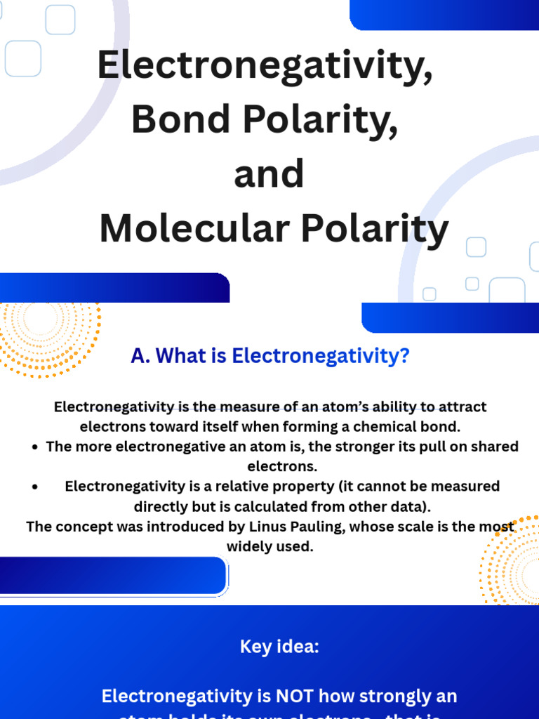 Electronegativity, Bond Polarity, and Molecular Polarity | PDF ...