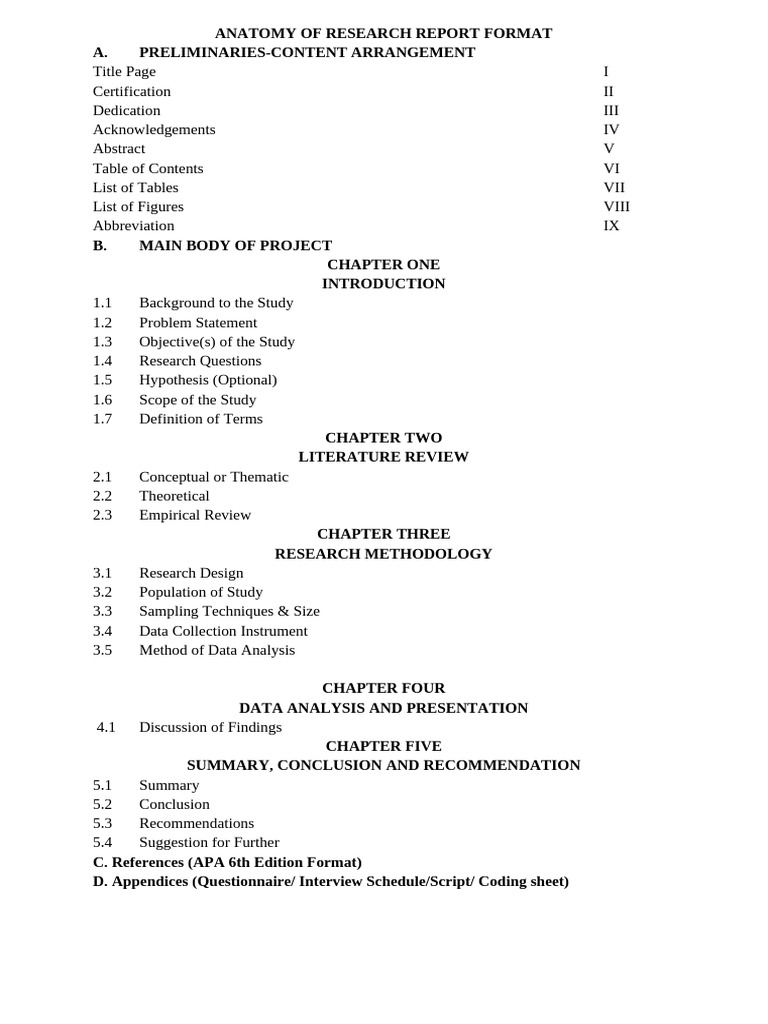 Anatomy of Research Report Format | PDF