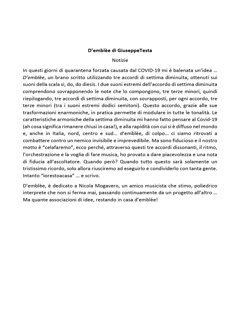 Demblée Parti e Partitura | PDF