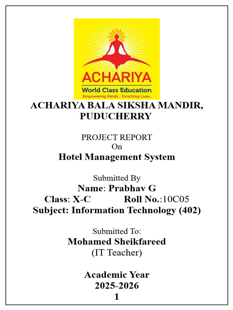 Hotel Management System | PDF