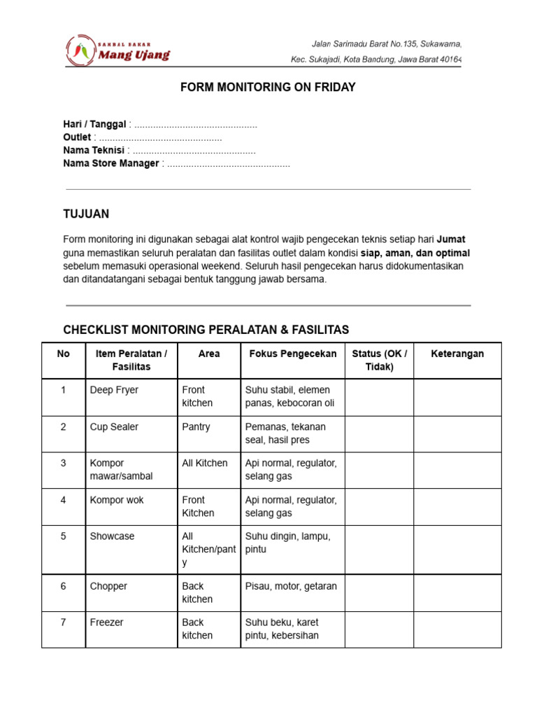 Form Monitoring On Friday | PDF