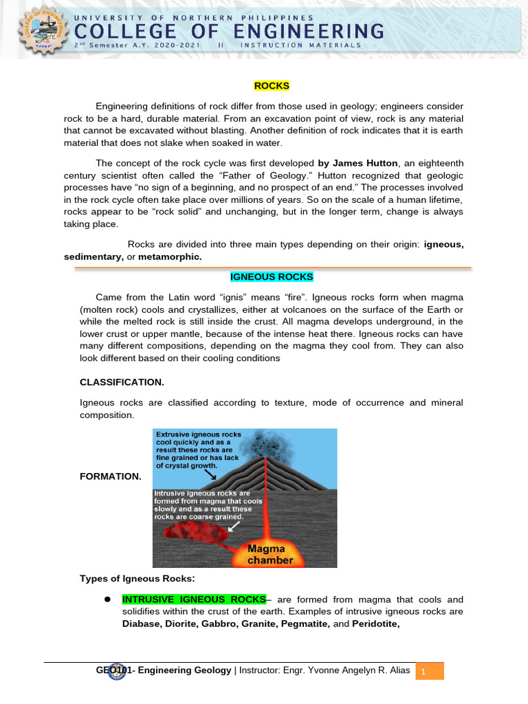 7.-Engineering-Geology-Rocks | PDF | Rock (Geology) | Sedimentary Rock
