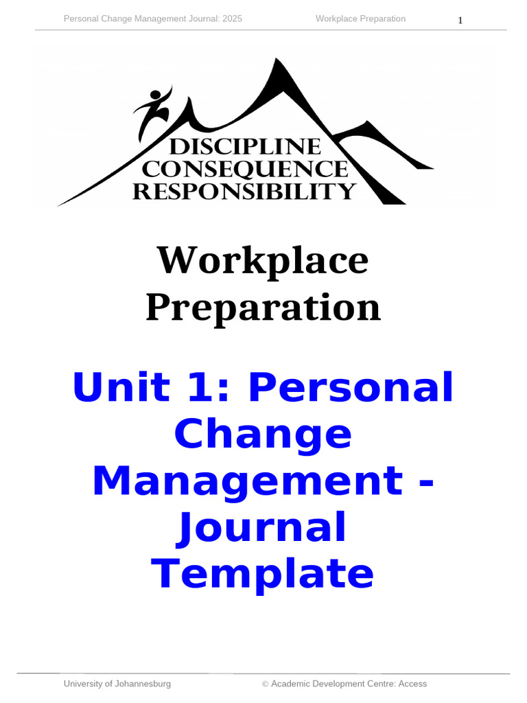 Personal Change Management Journal Template 2025 ...