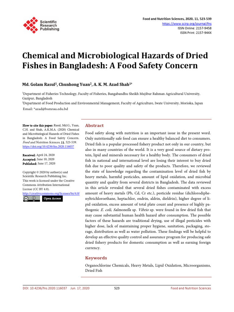 Md. Golam Rasul 2020 | PDF | Pesticide | Ddt