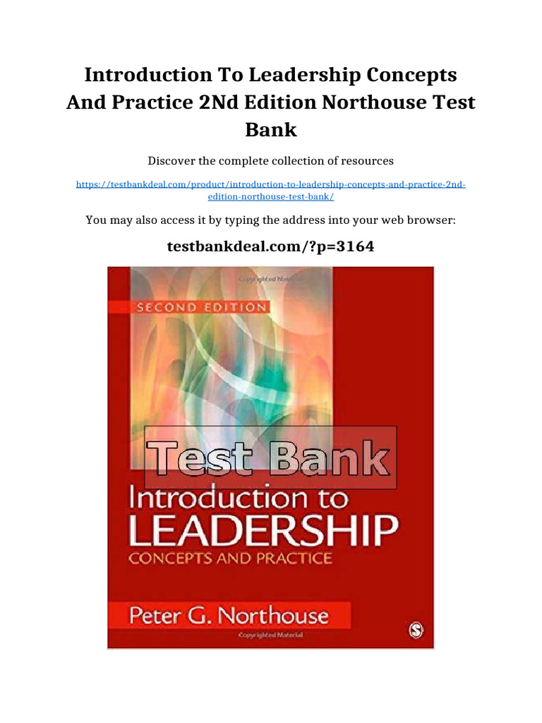 Introduction to Leadership Concepts and Practice 2nd Edition Northouse ...