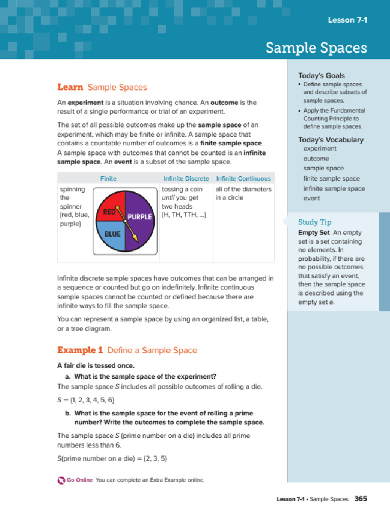 Sample Spaces m7l1 | PDF