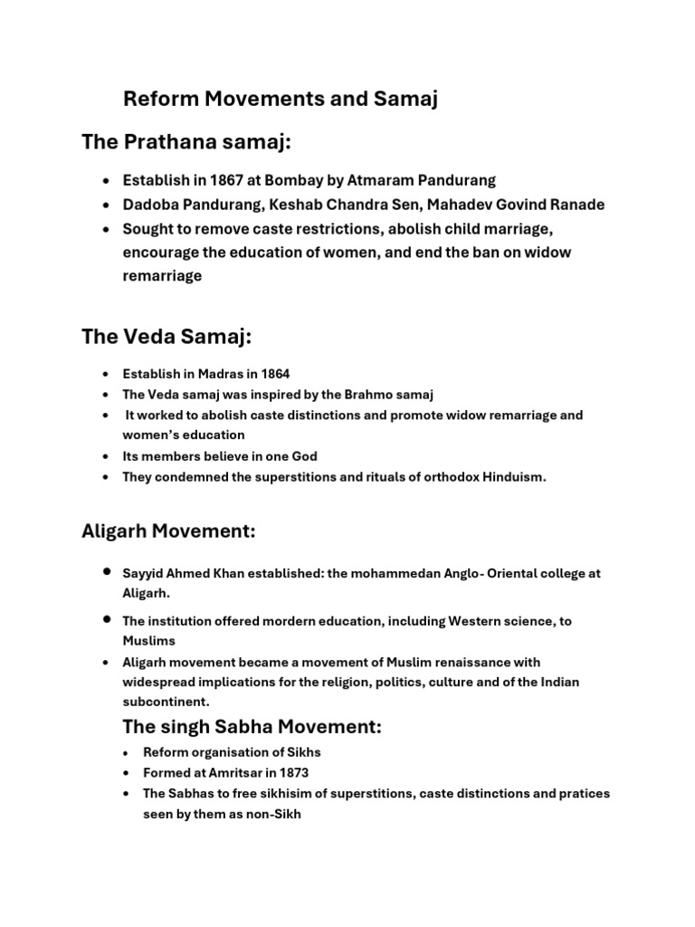 The Movements and Samaj | PDF