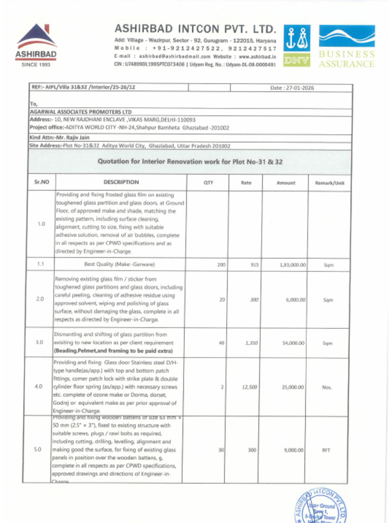 Quotation For Additional Works | PDF