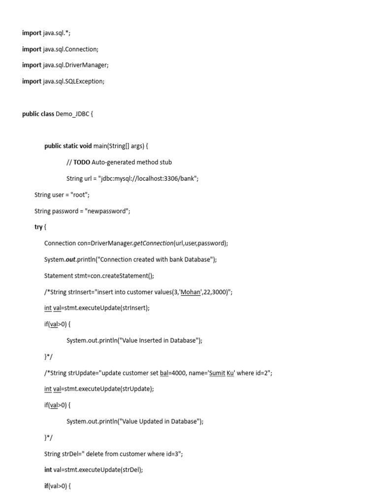 Unit4 JDBC Program | PDF