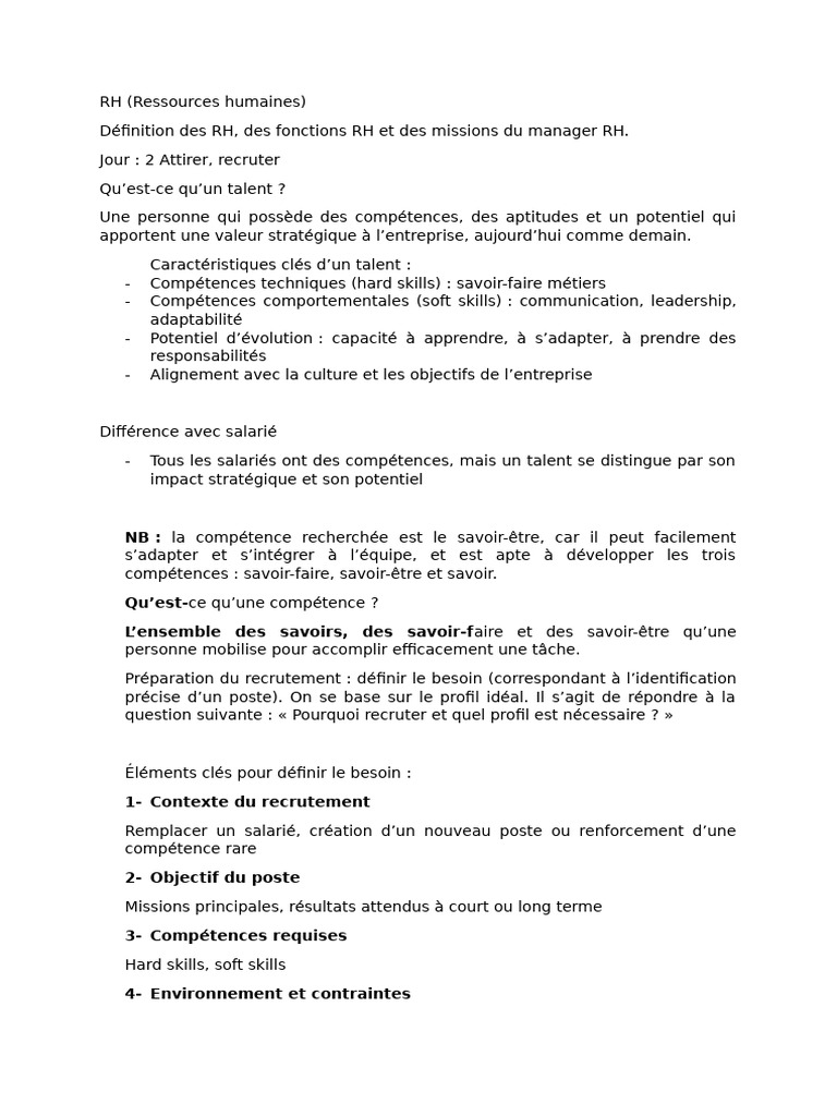 RH | PDF | Recrutement | Gestion des ressources humaines