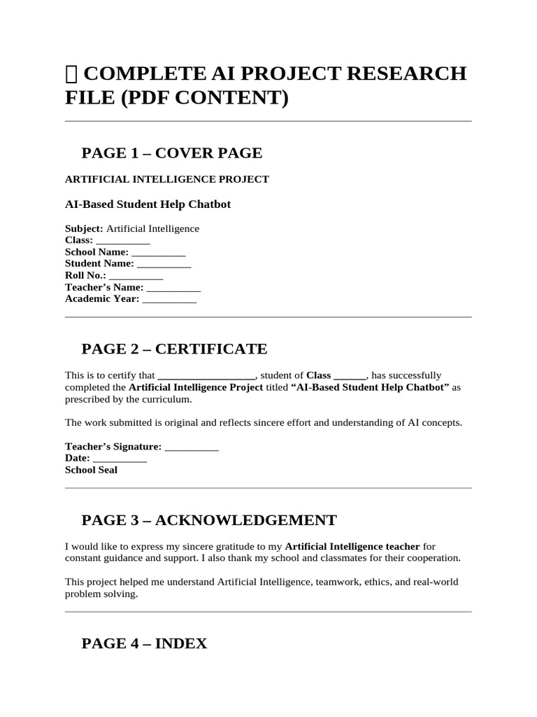 ? Complete Ai Project Research File | PDF | Artificial Intelligence ...