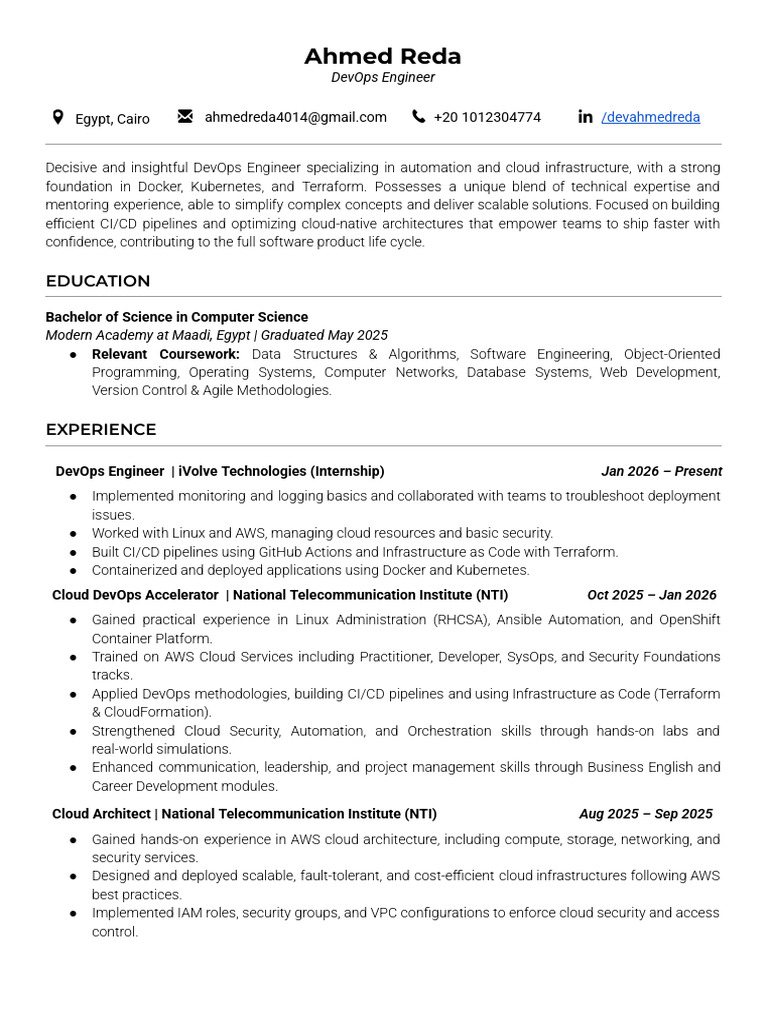 Ahmed Reda DevOps Engineer | PDF | Cloud Computing | Computing