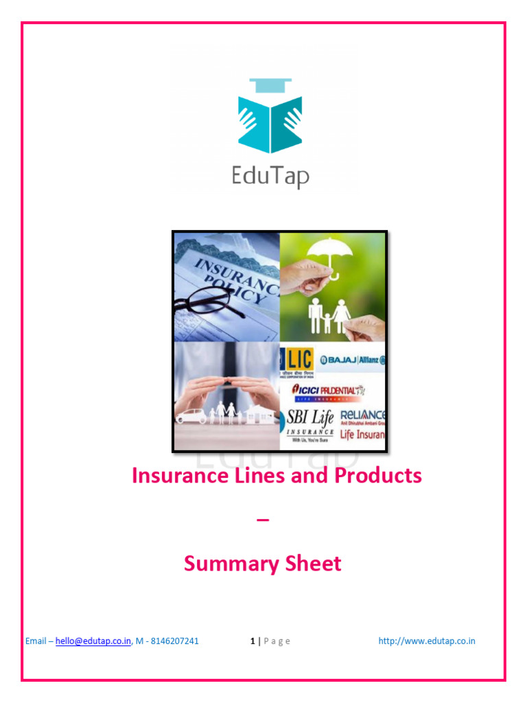 Insurance Lines and Products | PDF | Insurance | Liability Insurance