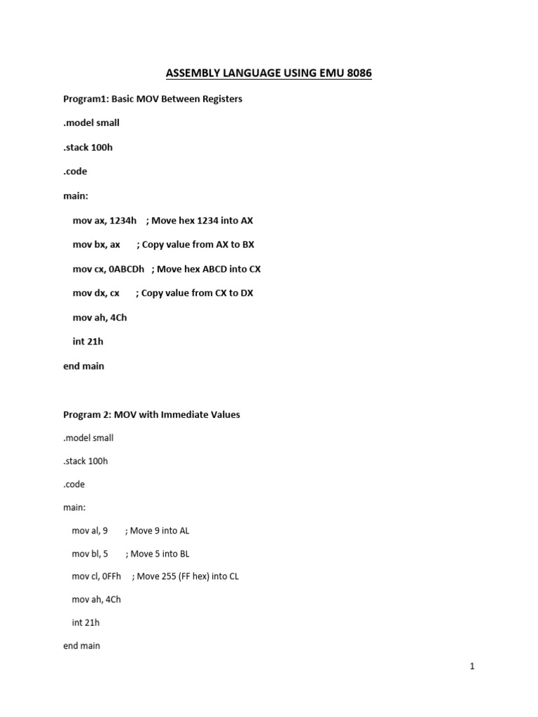 Assembly Language Using Emu 8086 | PDF | Assembly Language | String ...