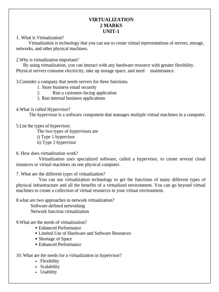 Virtualization 2marks | PDF | Virtualization | Virtual Machine