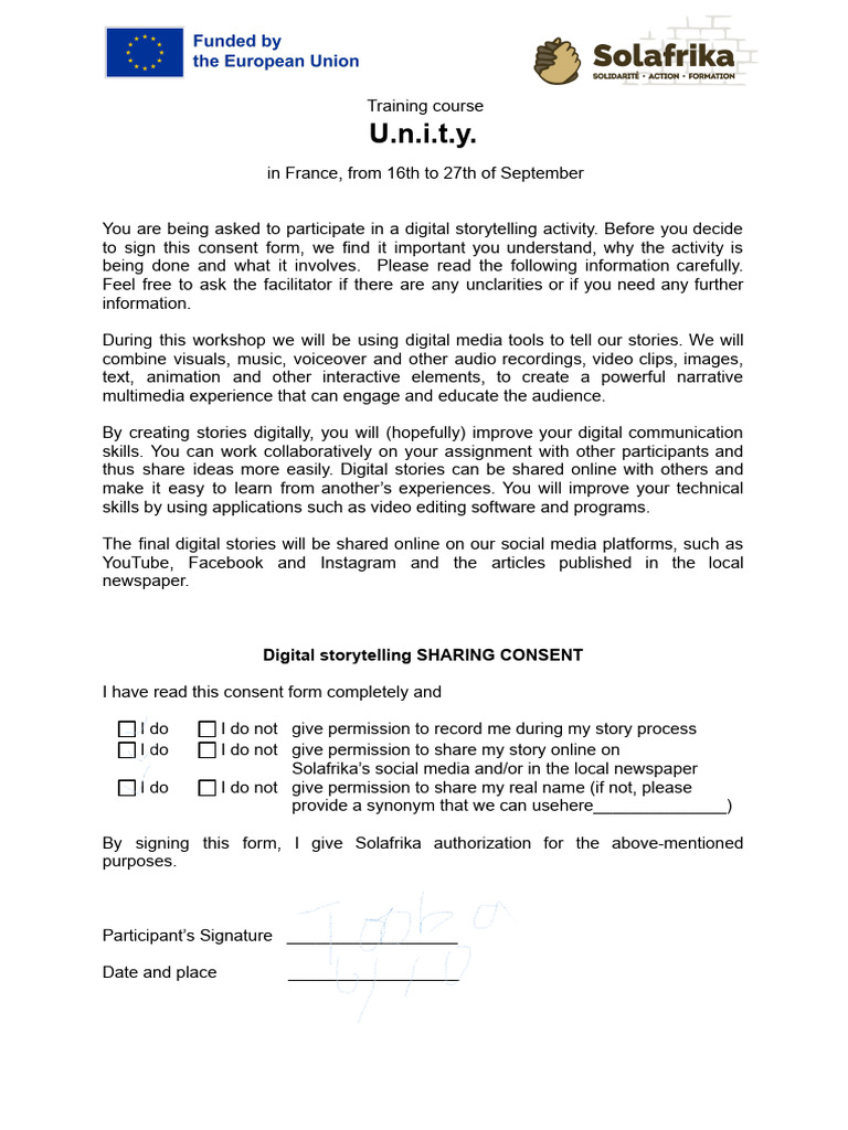 UNITY DST Consent Form-1 | PDF