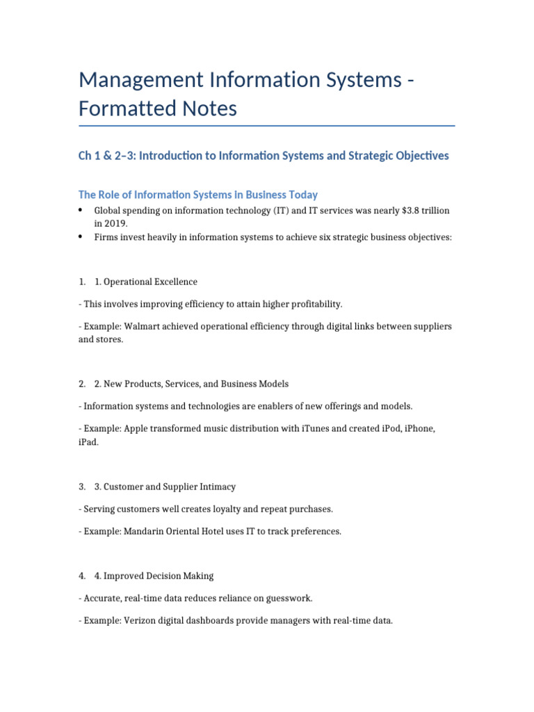 MIS Formatted Notes | PDF