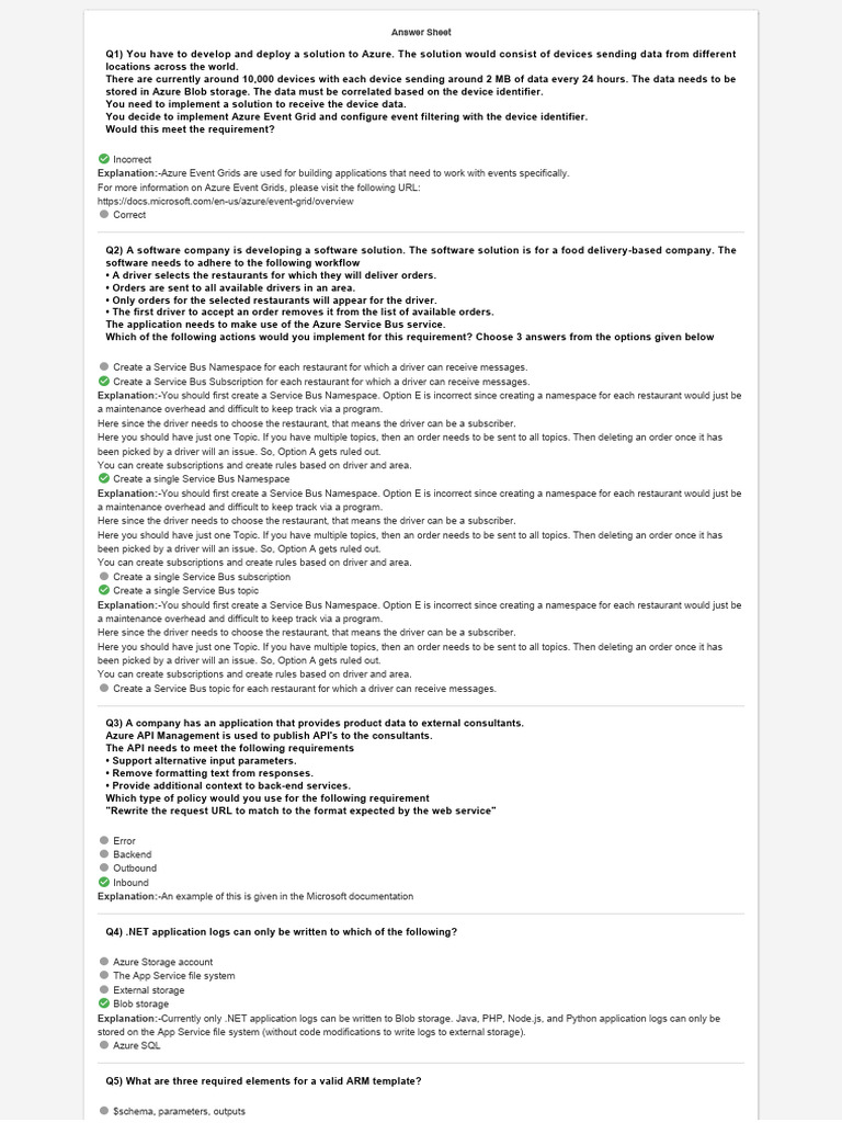 Developing Solutions For Microsoft Azure AZ 204 Practice Exam Test Set ...